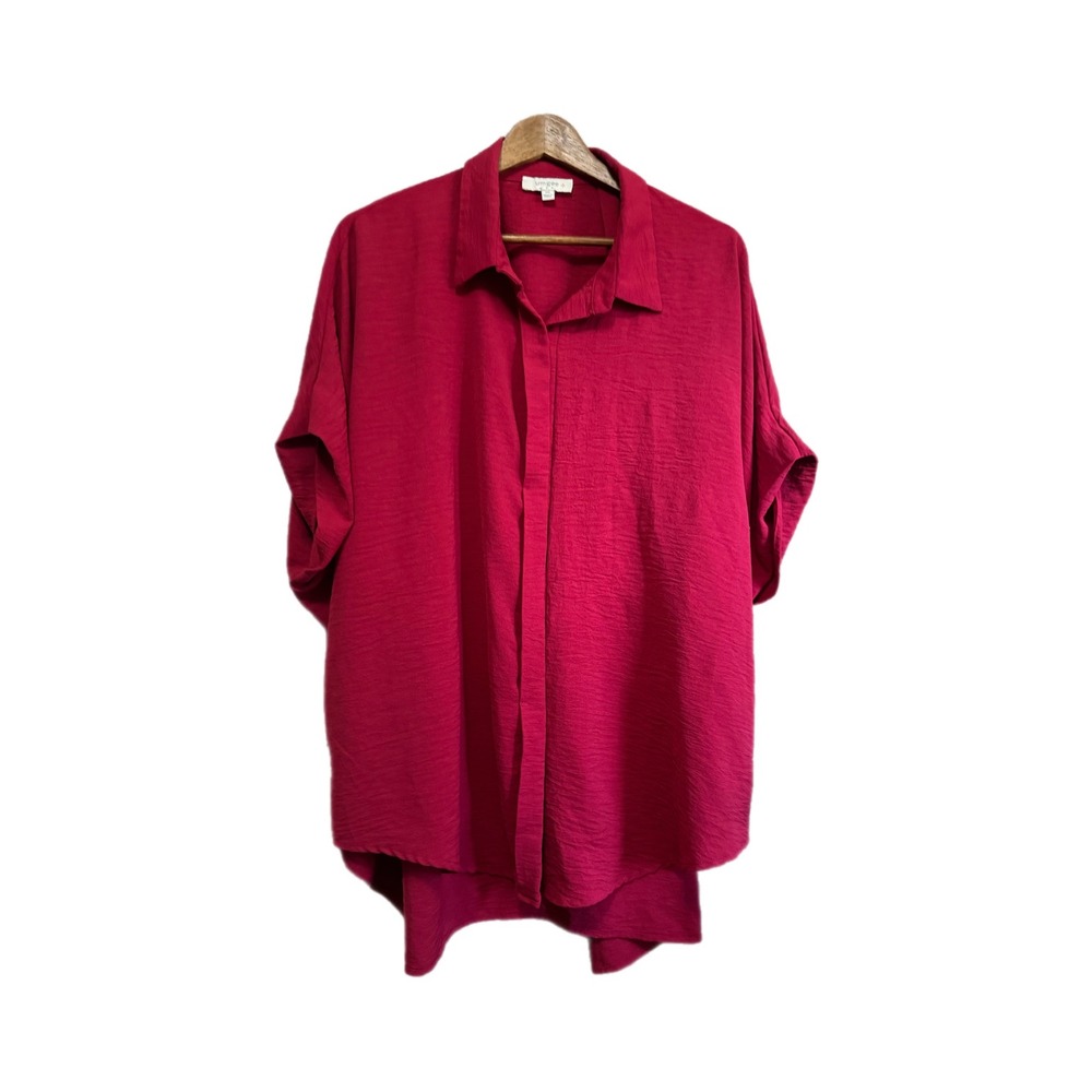Umgee Button Down Shirt Womens 2XL Magenta Excellent Oversized Crepe Top